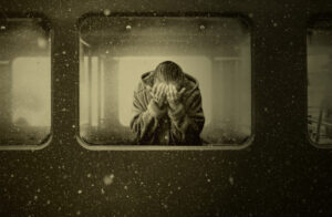 sad woman on train-narcissistic traits
