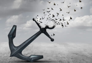 an anchor with birds flying out of it-how to let go of things