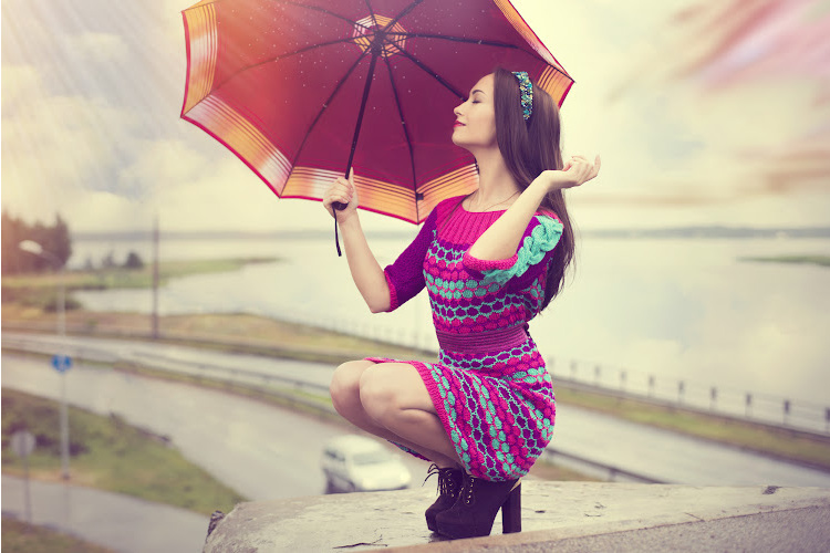 lady with umbrella-tips for a happy life