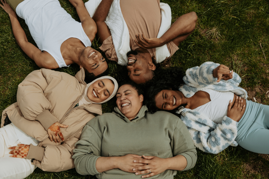 A group of friends chilling outdoors