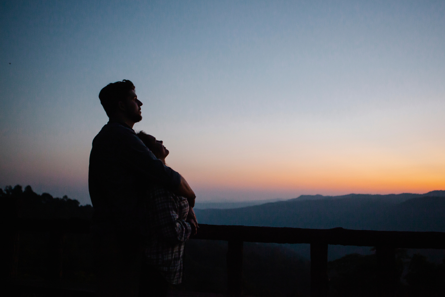 A close couple looking at a nice view