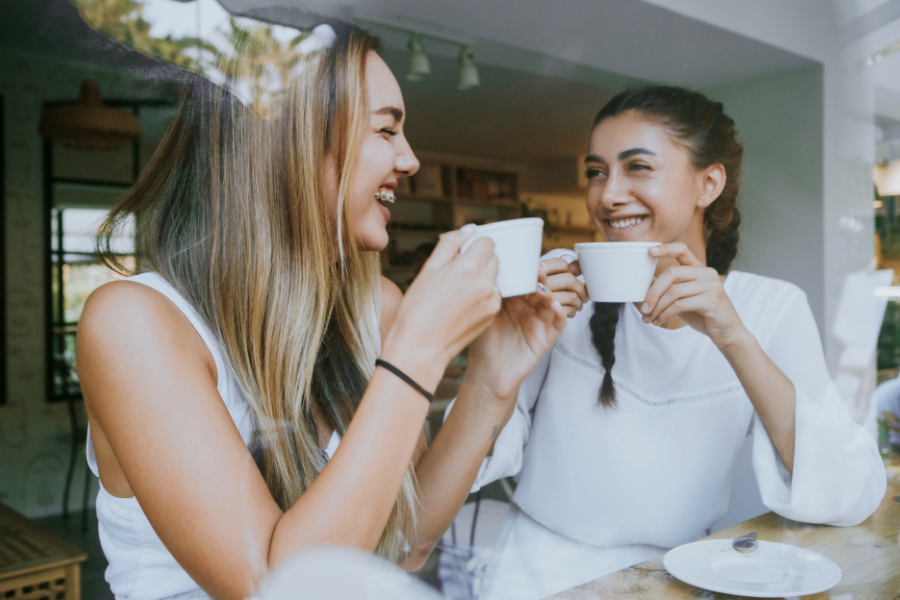 Two friends catching up with each other