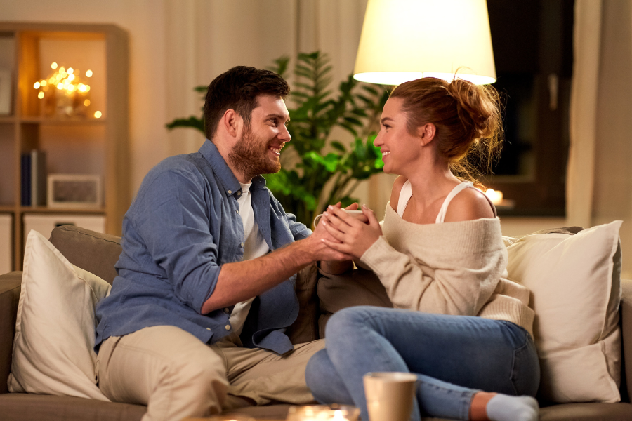 A couple having a calm conversation