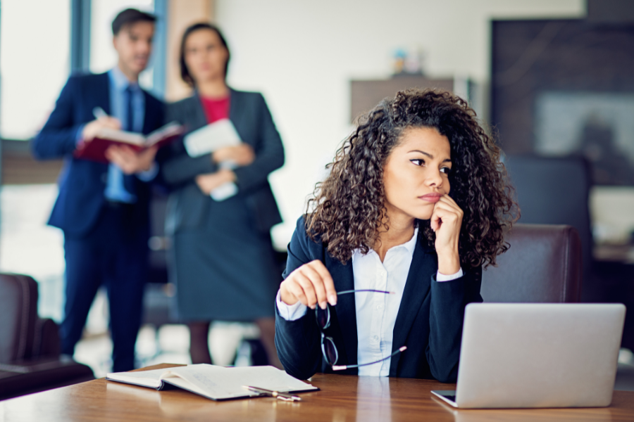 A woman who isolates herself from her co-workers