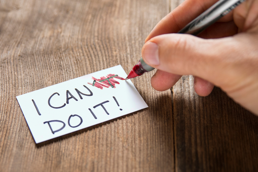 A positive note stating "I can do it!"