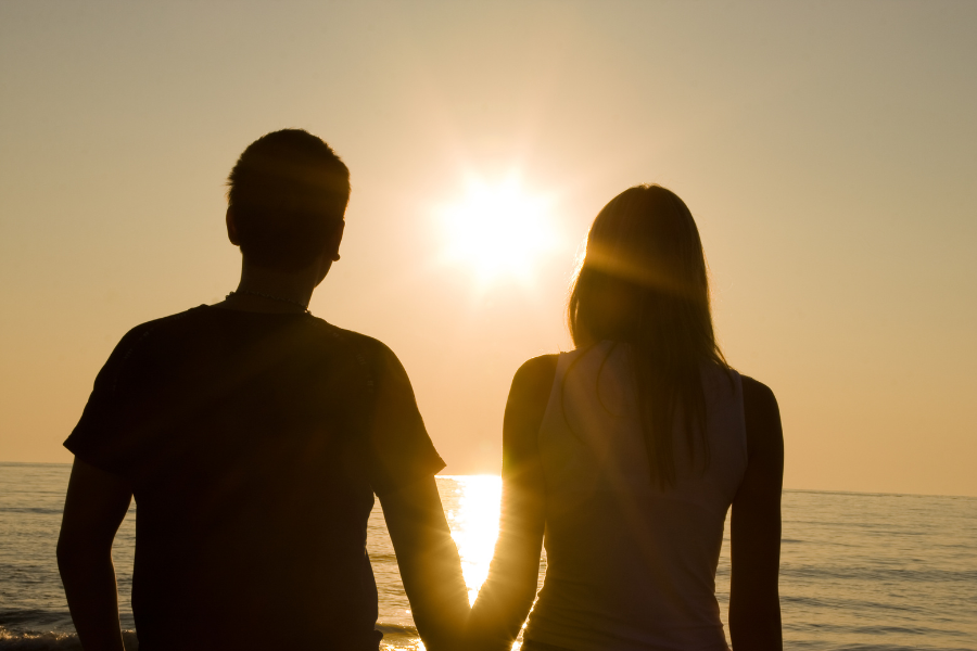 A couple looking at the beach