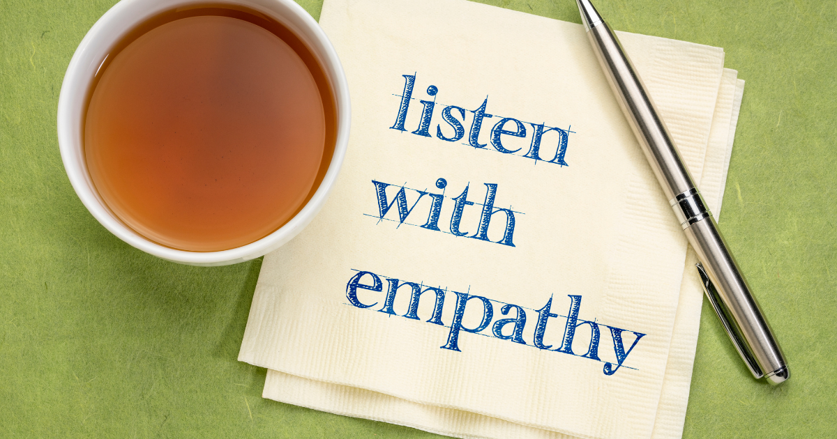 A quote that says "listen with empathy" #EmotionalIntelligence #Empathy