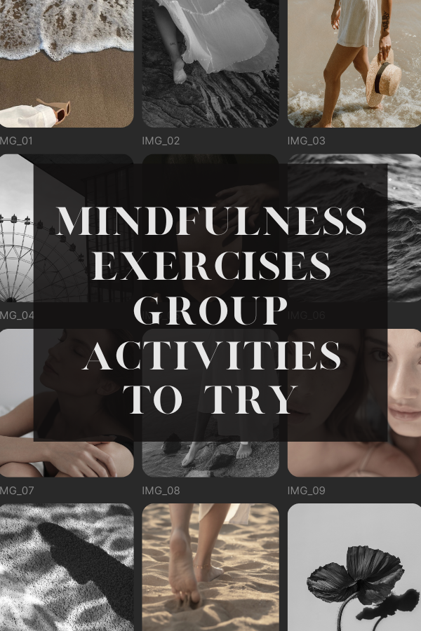 A poster about mindfulness exercesis group activities #MindfulnessExercises #GroupBonding