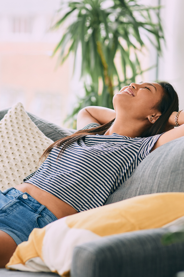 A woman feeling content as she relaxes #MentalToughness #StrongMind