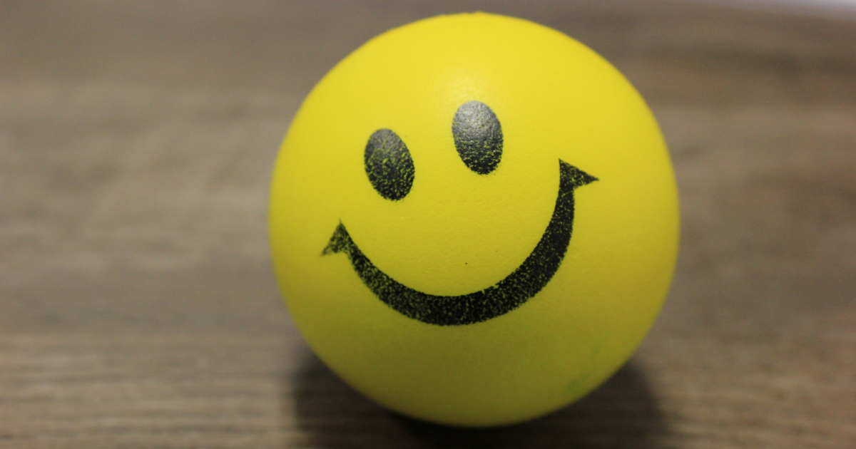 A stressball with a smiley face #Happiness30DayChallenge #Happiness #HappinessChallenge