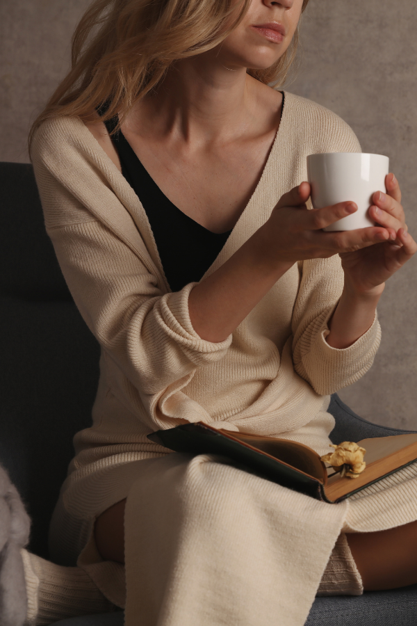 A woman drinking her coffee in peace #SelfDiscipline #SelfControl