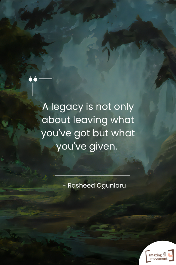 A lovely statement about legacy #LegacyLivesOn #LegacyStays