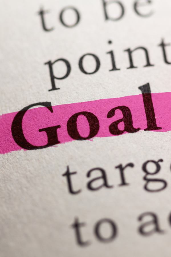 The word "goal" highlighted in pink A poster about overcoming perfectionism #ProgressNotPerfection #ImperfectionsAreNormal