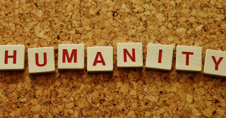 The word "humanity" spelled using scrabble tiles #HumanLife #ValueOfLife