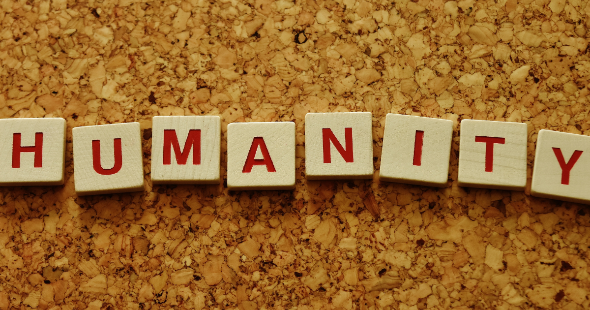 The word "humanity" spelled using scrabble tiles #HumanLife #ValueOfLife