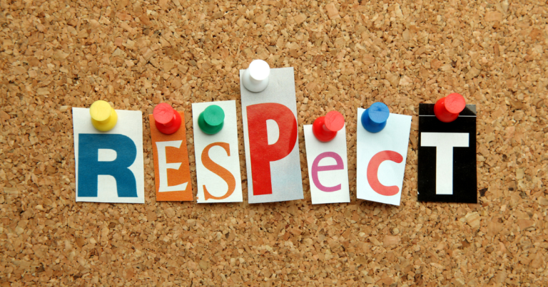 The word "respect" spelled out from scrapbook letters #Respect #BeRespectful