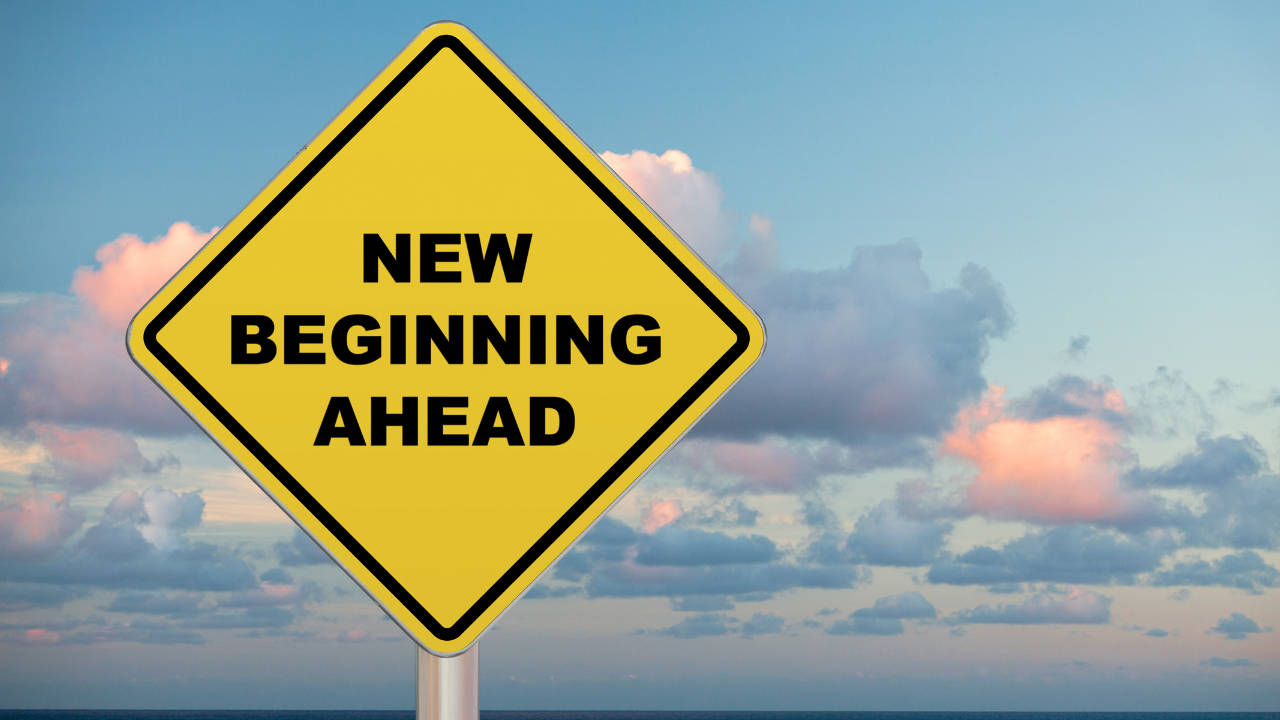 A road sign saying "new beginnings ahead" #NewBeginnings #EmbraceChange