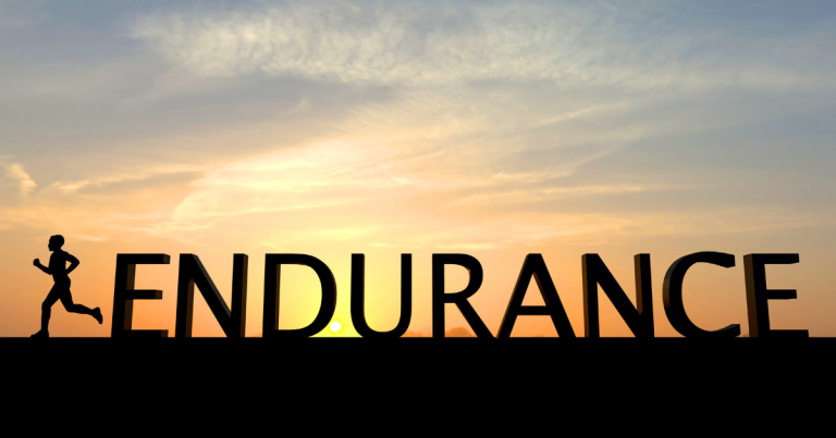 The word "endurance" spelled in front of a sunset #QuotesOnEndurance #Endurance