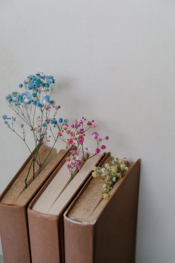 A group of flowers growing out of books #GrowingUp #AdultLife