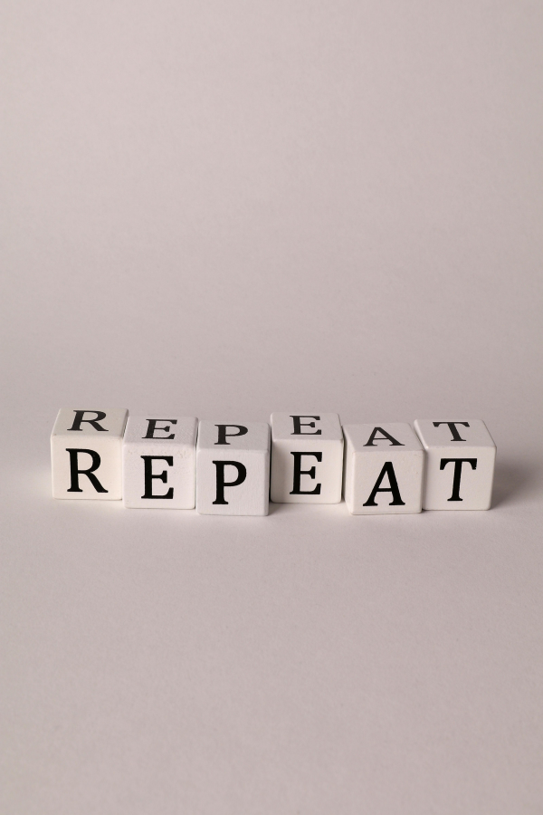 The word "repeat" spelled out #PowerOfConsistency #ConsistencyPaysOff