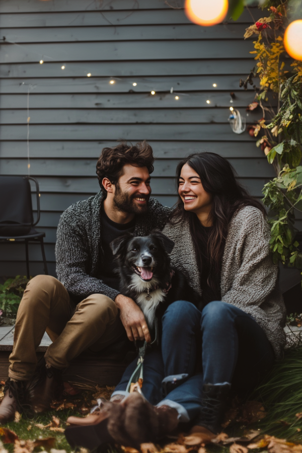 A couple and their dog hanging outside their home #LoveWithoutWords #ShowYourHeart