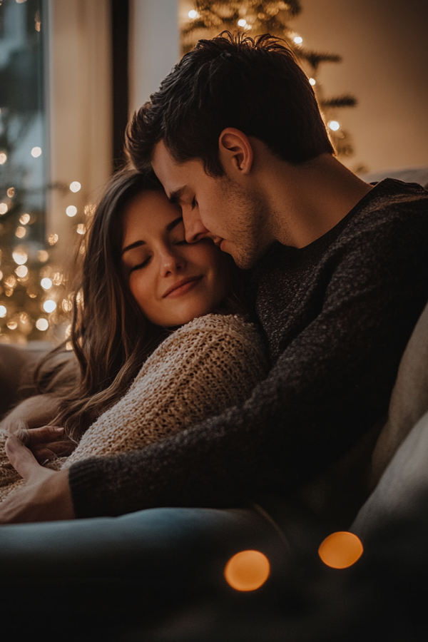 A man and woman cuddling on the couch #LoveWithoutWords #ShowYourHeart