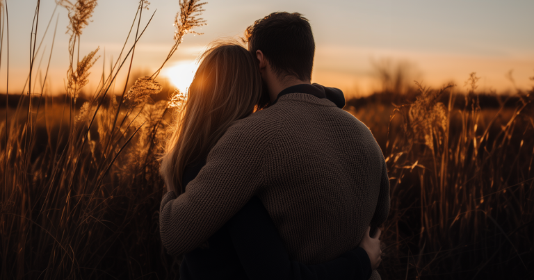 A couple hugging each other as the sun sets #HealthyRelationship #RelationshipQuotes