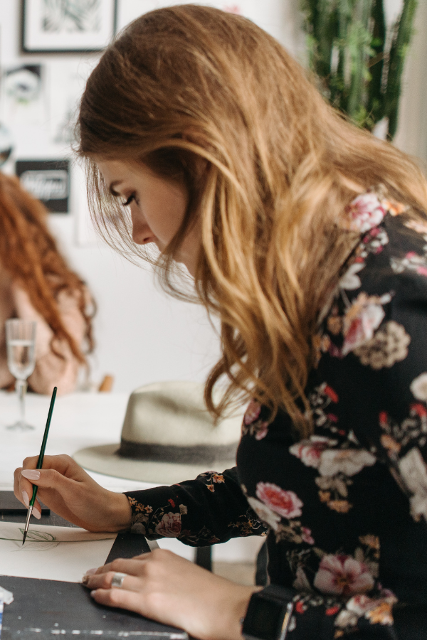 A woman doing crafts #SoloDateIdeas #BeingAlone