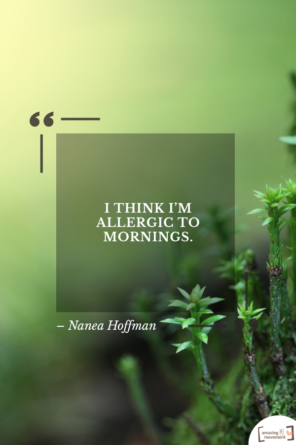 I think I’m allergic to mornings. – Nanea Hoffman