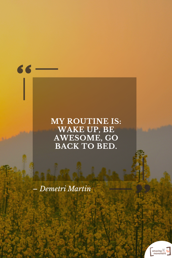 My routine is: wake up, be awesome, go back to bed. – Demetri Martin
