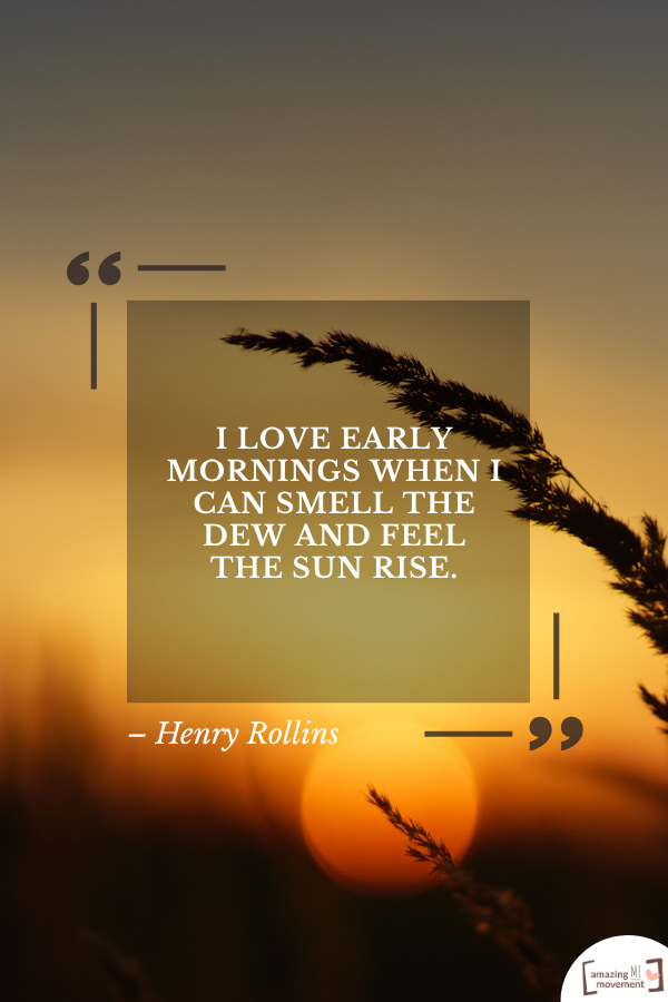 I love early mornings when I can smell the dew and feel the sun rise. – Henry Rollins