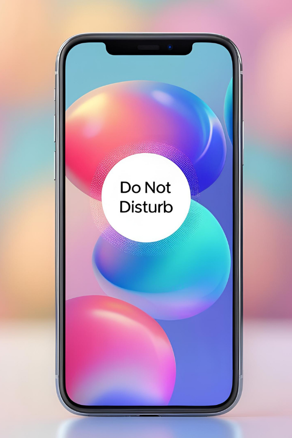 Smartphone screen with vibrant background displaying 'Do Not Disturb' mode activated