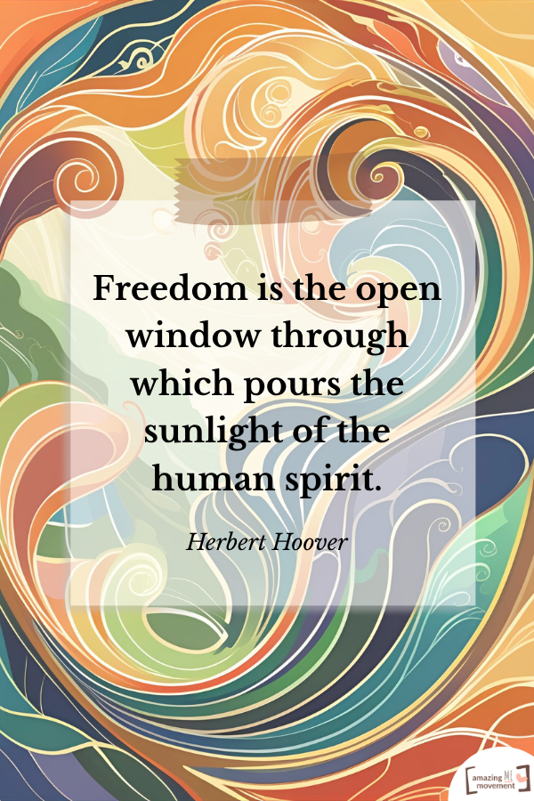 Freedom is the open window through which pours the sunlight of the human spirit. — Herbert Hoover