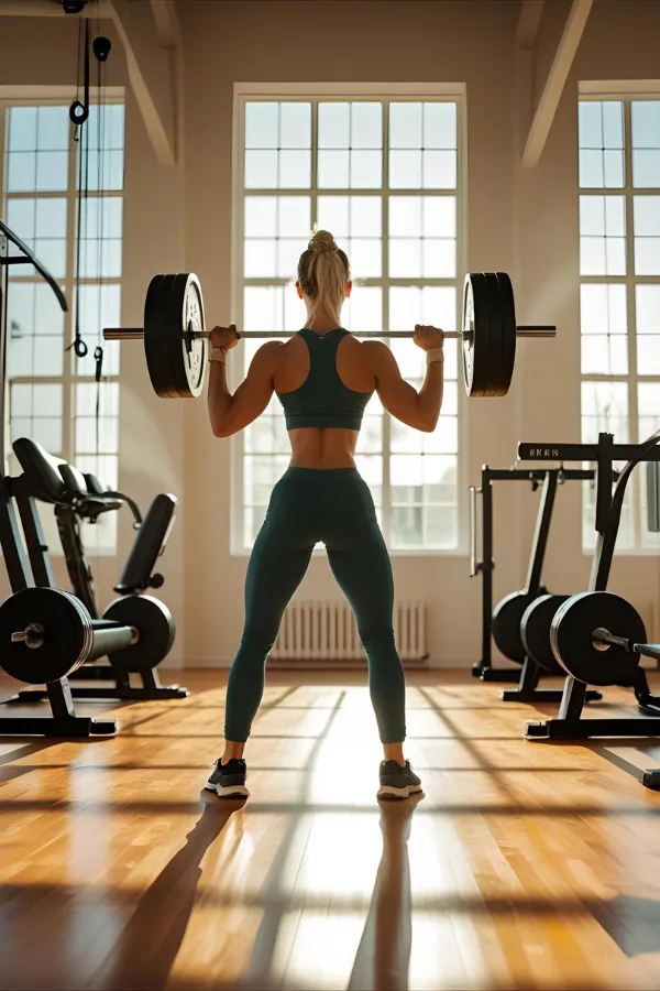 A fit woman lifting weights at the gym