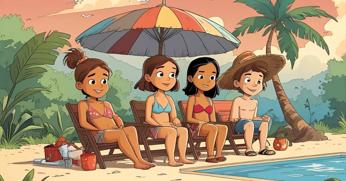 A group of friends having fun during summer time