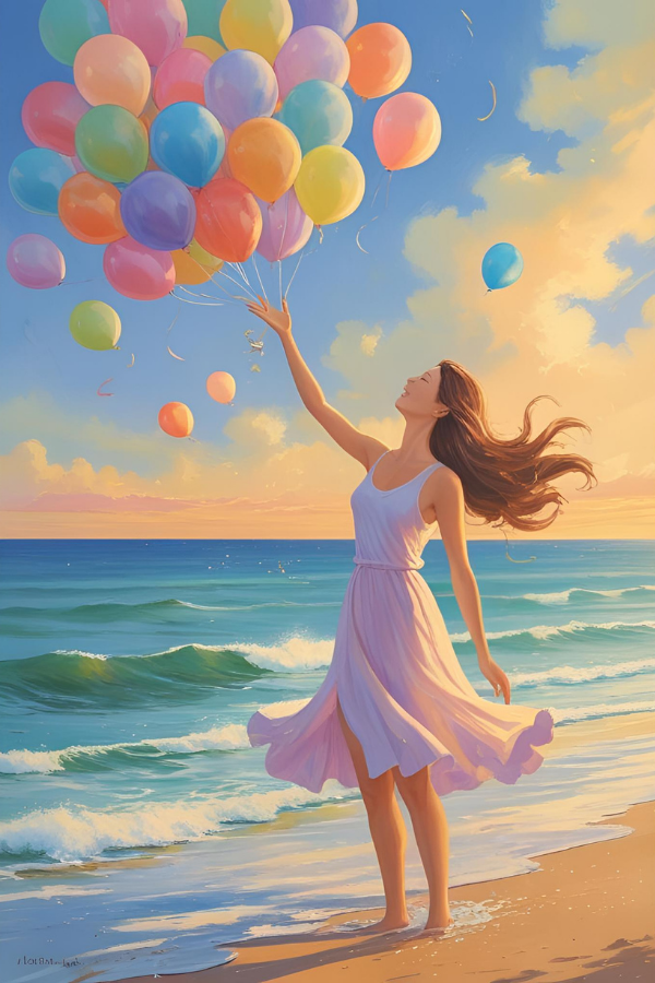 A woman letting go of emotional baggage, feeling her spiritual awakening 