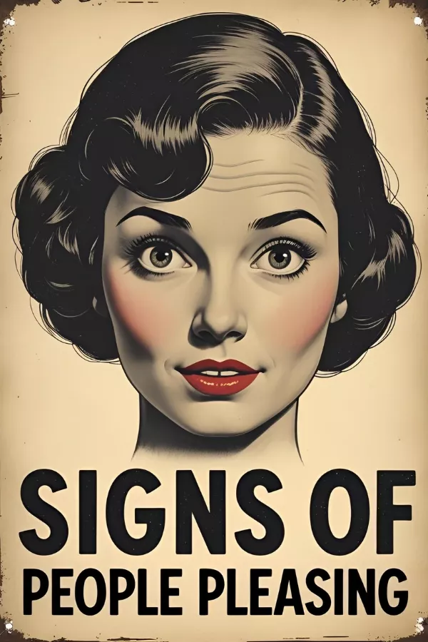 A poster about signs of people pleasing