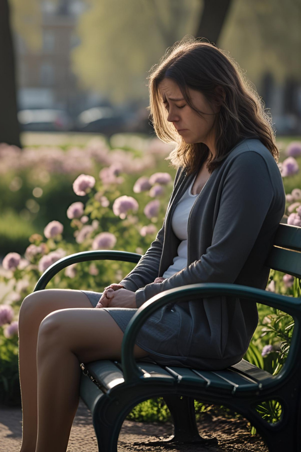An emotional woman feeling her spiritual awakening 