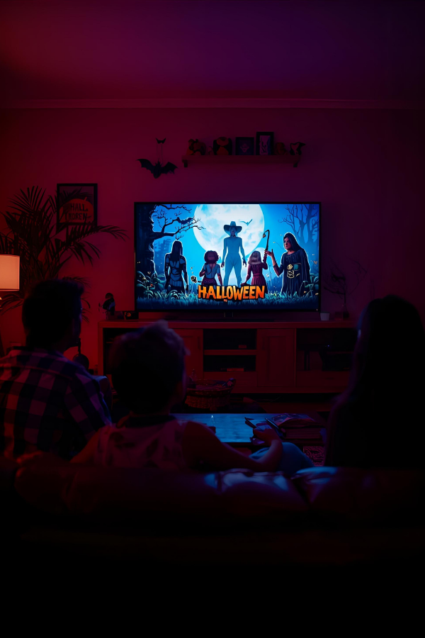 A family watching a scary movie on Halloween #Halloween #Halloween2025 #HappyHalloween
