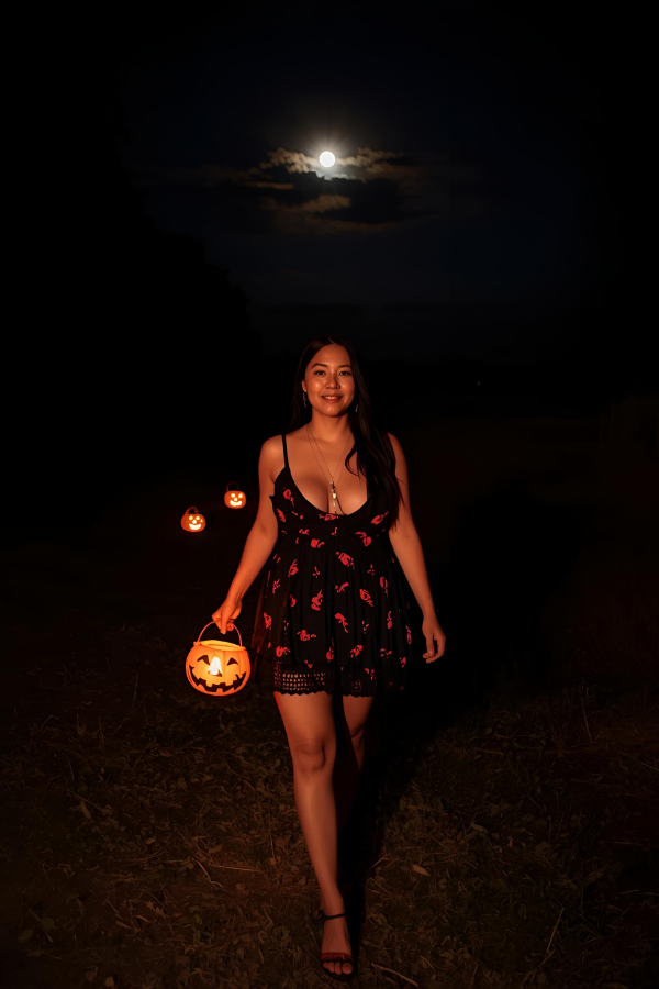 A young woman trick-or-treating #Halloween #Halloween2025 #HappyHalloween