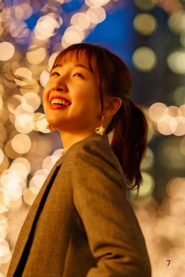 A woman smiling