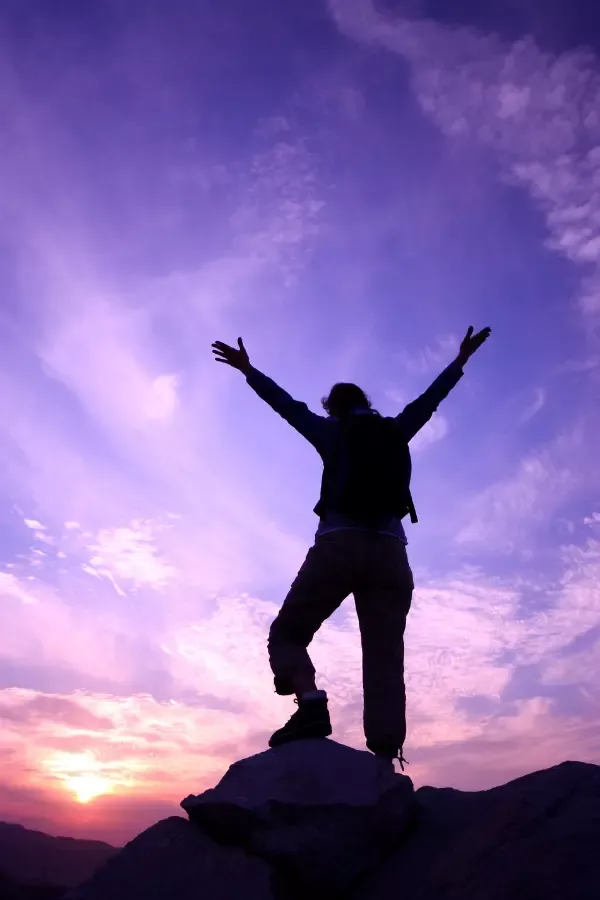 A successful man on a mountain