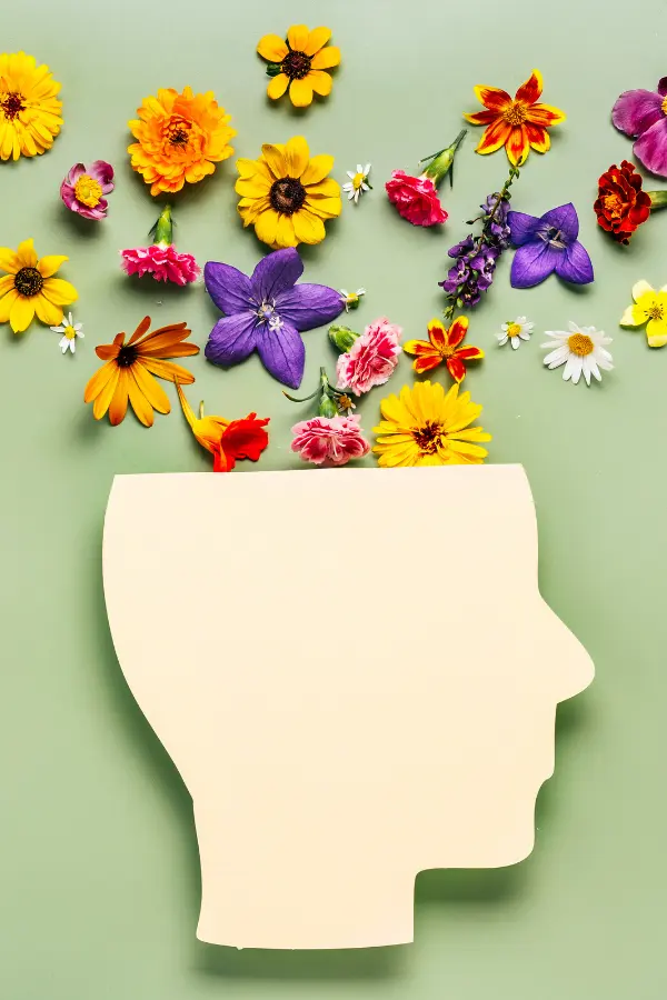 A representation of the human brain as flowers
