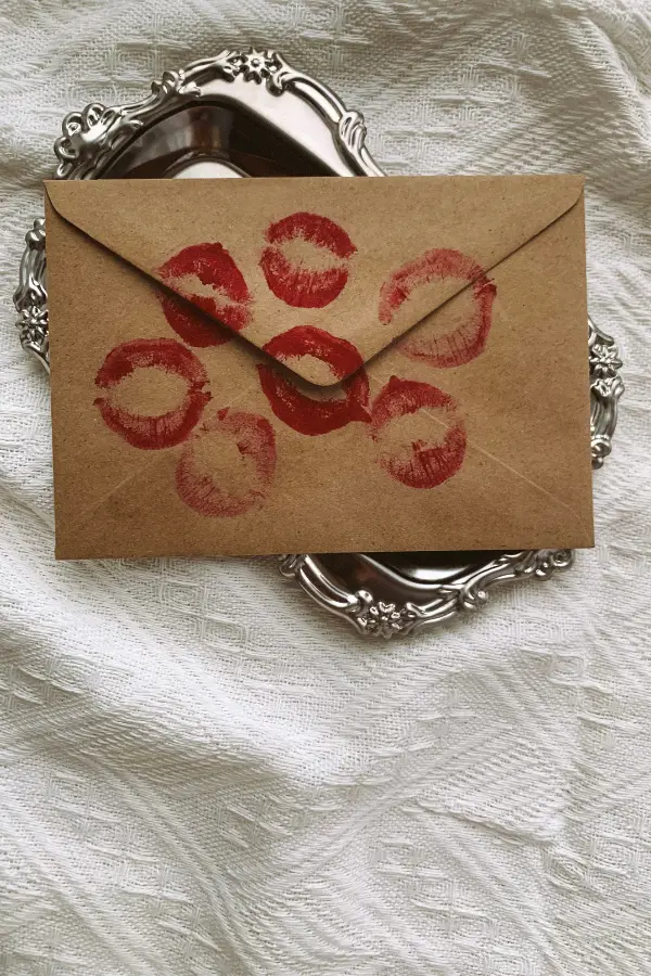 A love letter with kiss marks